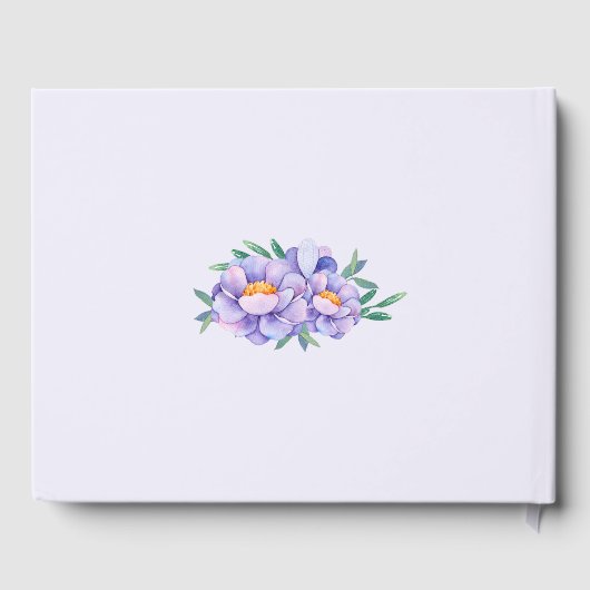 Paarse Waterverf Bloemen Baby shower Gepersonalise Gastenboek (Achterkant)