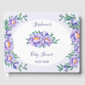 Paarse Waterverf Bloemen Baby shower Gepersonalise Gastenboek (Voorkant)