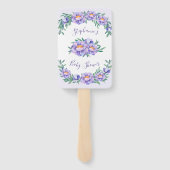 Paarse Waterverf Bloemen Baby shower Gepersonalise Handwaaier (Achterkant)