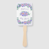 Paarse Waterverf Bloemen Baby shower Gepersonalise Handwaaier (Voorkant)