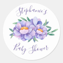 Paarse Waterverf Bloemen Baby shower Gepersonalise