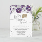 Paarse Waterverf Bloemen Baby shower per post Kaart (Staand voorkant)