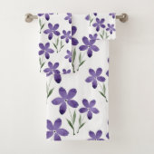 Paarse Waterverf bloemen Bad Handdoek (Insitu)