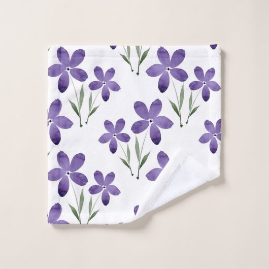 Paarse Waterverf bloemen Bad Handdoek (Wasdoekje)