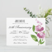 PAARSE WATERVERF BLOEMEN BEDRIJFSPARTY EVENEMENT KAART (Staand voorkant)