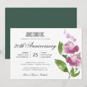 PAARSE WATERVERF BLOEMEN BEDRIJFSPARTY EVENEMENT KAART (Voorkant / Achterkant)