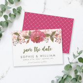 Paarse Waterverf Bloemen Bewaar de datum Save The Date