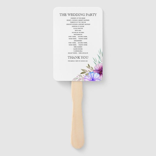 Paarse waterverf Bloemen Bloemen Bloemen Bloemen T Handwaaier (Achterkant)