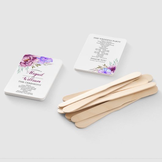 Paarse waterverf Bloemen Bloemen Bloemen Bloemen T Handwaaier (Niet-gemonteerd)