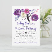 Paarse waterverf Bloemen Boho BabyShower Kaart (Staand voorkant)