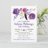 Paarse waterverf Bloemen Boho Verjaardagsfeest Kaart (Staand voorkant)