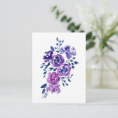 Paarse Waterverf bloemen Briefkaart (Staand voorkant)