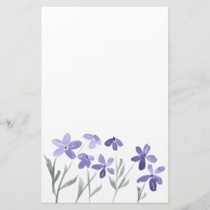 Paarse Waterverf bloemen Briefpapier