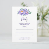 Paarse Waterverf bloemen bruiloft antwoord Kaarten (Staand voorkant)