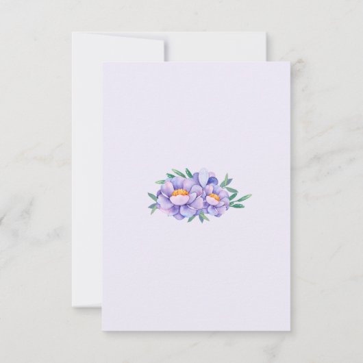 Paarse Waterverf bloemen bruiloft antwoord Kaarten (Achterkant)