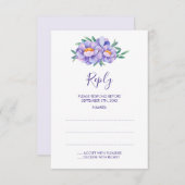 Paarse Waterverf bloemen bruiloft antwoord Kaarten (Voorkant / Achterkant)
