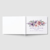 Paarse Waterverf Bloemen Bruiloft Gastenboek (Volledig)