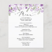 Paarse Waterverf Bloemen Bruiloft Menu Kaart (Voorkant)