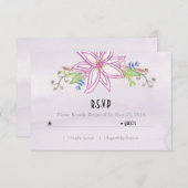 Paarse Waterverf Bloemen Bruiloft RSVP Kaart (Voorkant / Achterkant)