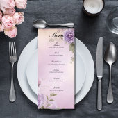 Paarse Waterverf Bloemen bruiloft Vrijgezellenfees Menu