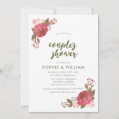 Paarse Waterverf Bloemen Couple's Shower Kaart (Voorkant)