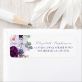 Paarse Waterverf bloemen Etiket (Insitu)