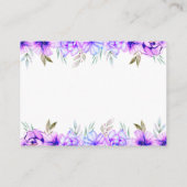 Paarse waterverf bloemen florale trouwdetails informatiekaartje (Achterkant)