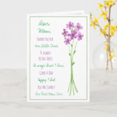 Paarse Waterverf Bloemen Gelukkige Verjaardag Mam Kaart (Gele Bloem)