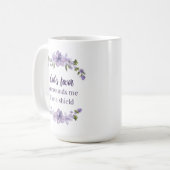 Paarse Waterverf Bloemen, Gods gunst omringt mij Koffiemok (Voorkant links)