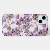 Paarse waterverf bloemen iPhone hoesje (Achterkant (horizontaal))
