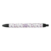 Paarse Waterverf Bloemen Irissen Patroon Monogram Zwarte Inkt Pen (Voorkant)