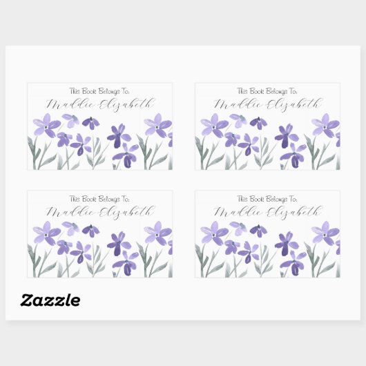 Paarse Waterverf Bloemen labels (Vel)