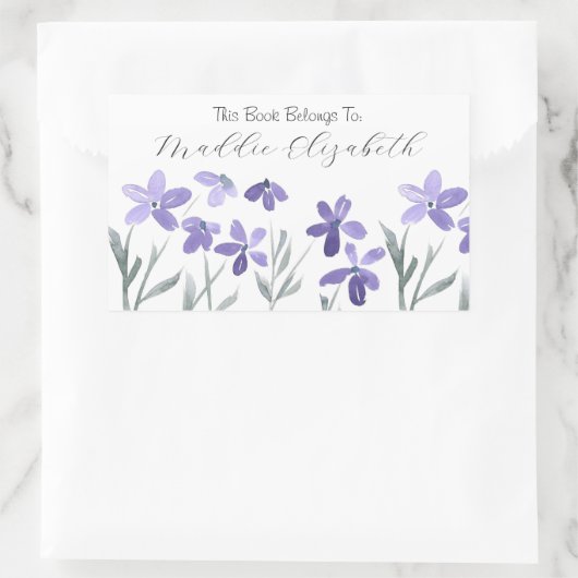 Paarse Waterverf Bloemen labels (Tas)