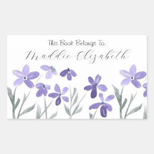 Paarse Waterverf Bloemen labels