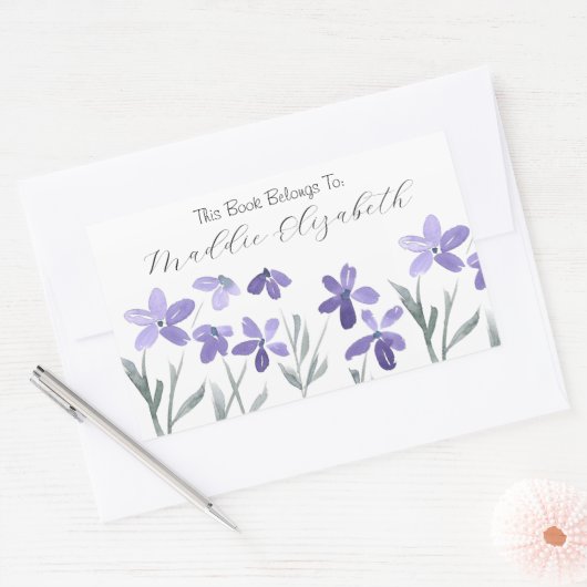 Paarse Waterverf Bloemen labels (Envelop)