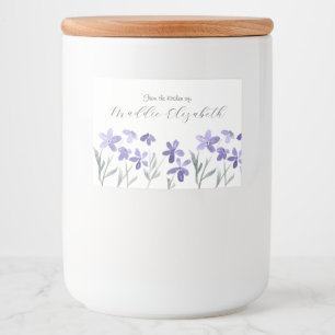 Paarse Waterverf Bloemen labels Voedselcontainer Etiket