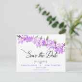 Paarse Waterverf bloemen legant sparen de Datum Aankondigingskaart (Staand voorkant)