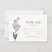 Paarse Waterverf Bloemen Lente Huwelijk RSVP (Voorkant)