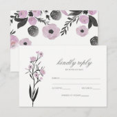 Paarse Waterverf Bloemen Lente Huwelijk RSVP (Voorkant / Achterkant)