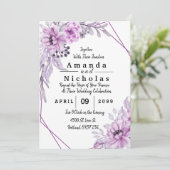 Paarse Waterverf Bloemen Lijst met Typografie (Staand voorkant)