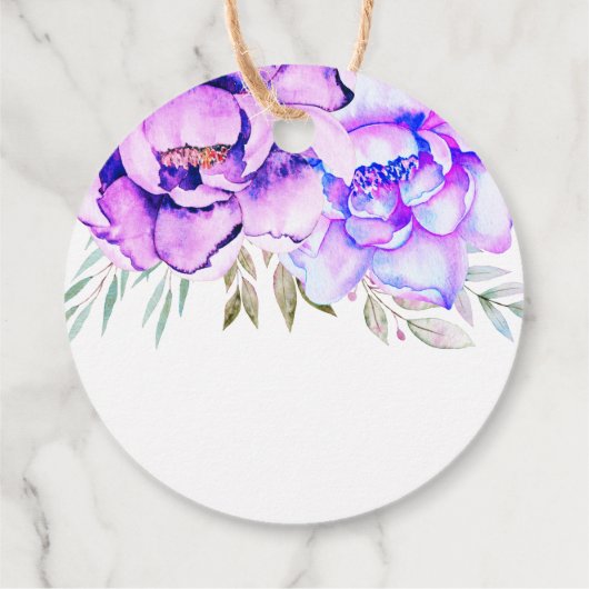Paarse waterverf bloemen lila bloembruiloft bedankjes labels (Achterkant)
