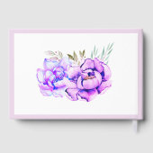 Paarse waterverf bloemen lila bloembruiloft gastenboek (Achterkant)