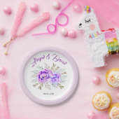 Paarse waterverf bloemen lila bruiloft papieren bordje (Feest)