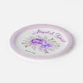 Paarse waterverf bloemen lila bruiloft papieren bordje (Gekanteld)