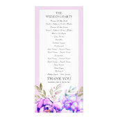 Paarse waterverf bloemen lila trouwprogramma reclamekaart (Achterkant)