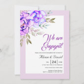 Paarse waterverf bloemen lila verloving kaart (Voorkant)