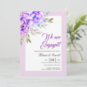 Paarse waterverf bloemen lila verloving kaart (Staand voorkant)