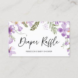 Paarse Waterverf bloemen luier Kaart Raffle Visitekaartje