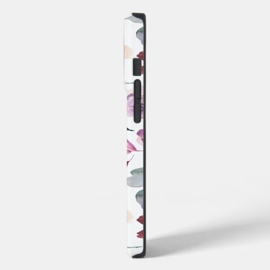 Paarse Waterverf Bloemen met monogram Case-Mate iPhone Case (Achterkant / Links)