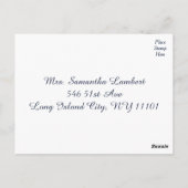 Paarse Waterverf Bloemen Navy Blue Stripes Wedding Briefkaart (Achterkant)